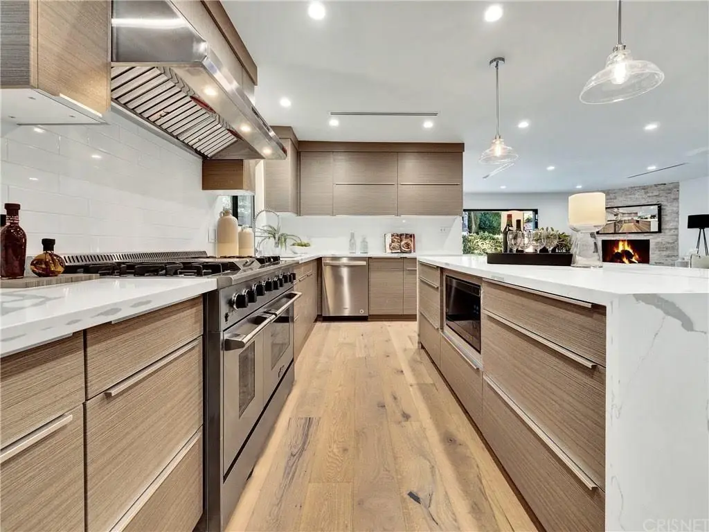 Kitchen remodeling completed by licensed general contractor in Los Angeles featuring custom cabinetry, modern design, and functional layout